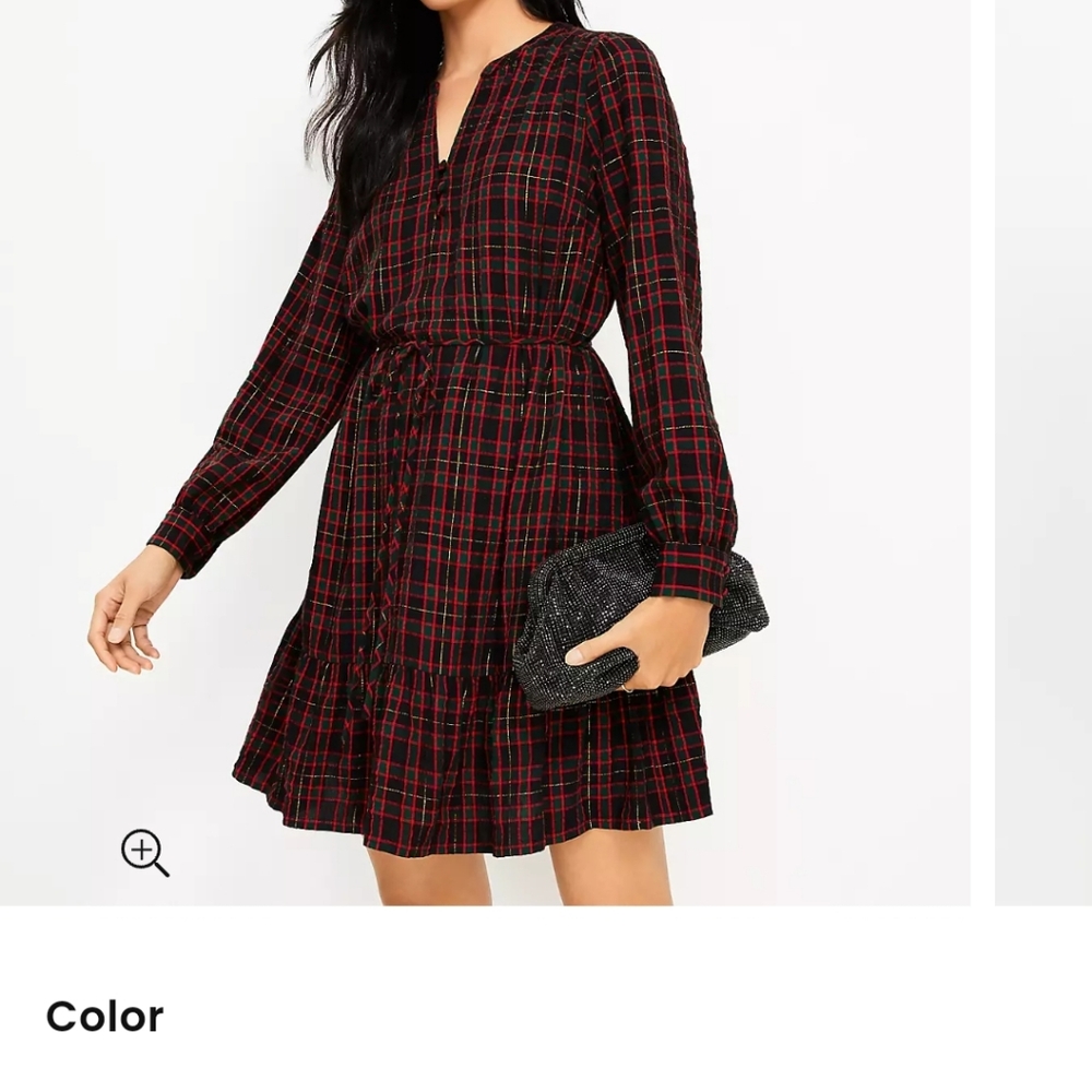 Loft shimmer plaid flounce dress